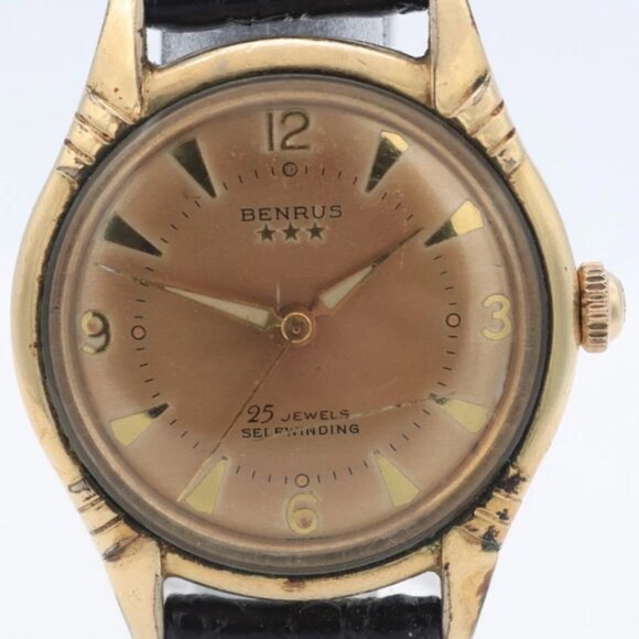 Vintage Benrus Copper Dial 3 Star Men\'s Automatic Wristwatch Steel & 10k RGP